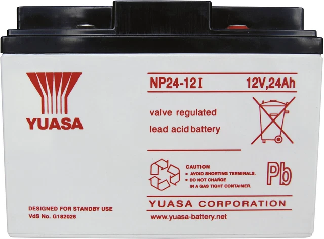 Yuasa NP24-12 NP24-12 Batterie au plomb 12 V 24 Ah plomb (AGM) (l x H x P) 166 x
