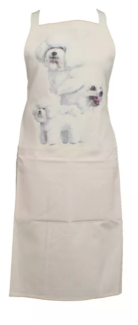 Bichon Frise (b)Breed of Dog Cotton Apron Double Pockets UK Made Baker Cook Gift