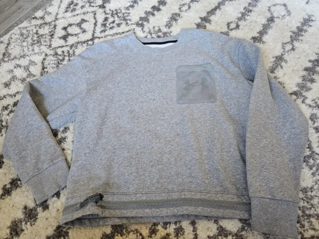 Under Armour Sweater Womens Med Gray Crewneck Sweatshirt Pullover Gym Ladies AL