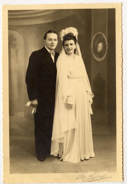 Jeune femme mariés mariage couple homme - photo ancienne an. 1930 40