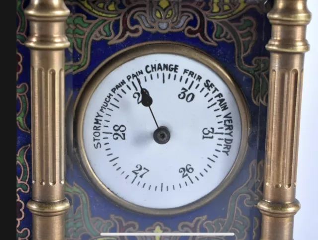 Bronze Champleve Enamel Clock And Barometer Clock 3