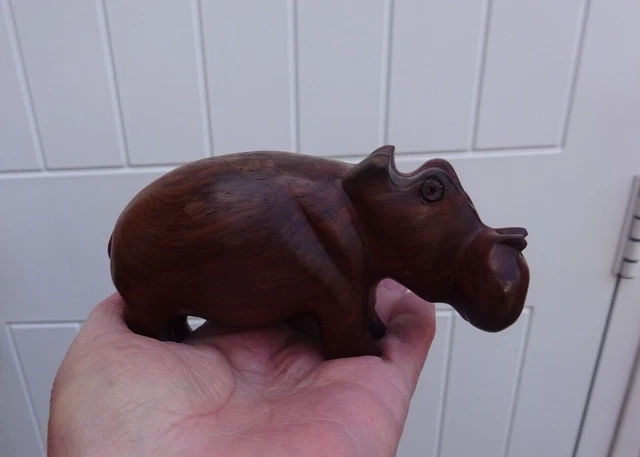 Hippopotamus ornament wooden dark wood