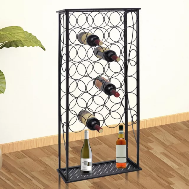 28 Bottle Metal Wine Cellar Rack Shelf Holder Cabinet Storage Organiser Stand