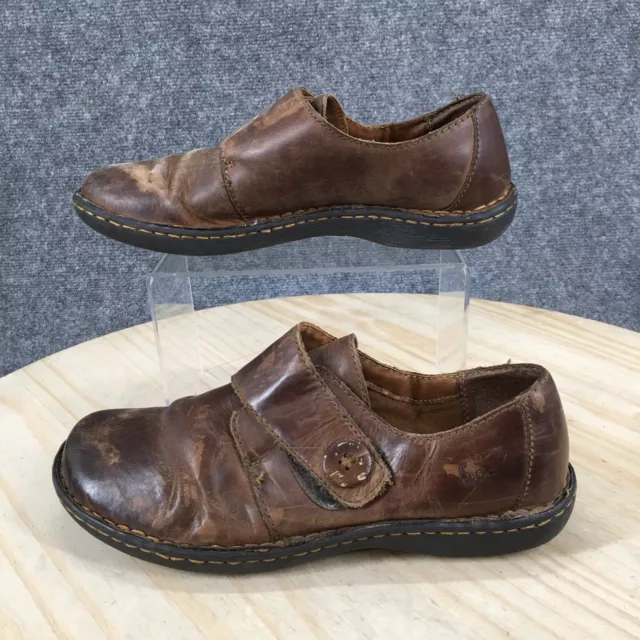 BOC Born Concept Shoes Womens 8 M Colleta Monk Strap Loafer C40048 Brown Leather