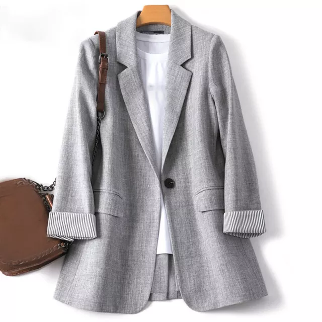 Fashion Women Casual Notched Lapel Long Sleeve Blazer Cardigan Suit Jacke