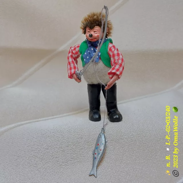 🧶Gustav Peter/Steiff • Igel »Mecki ... als Angler«