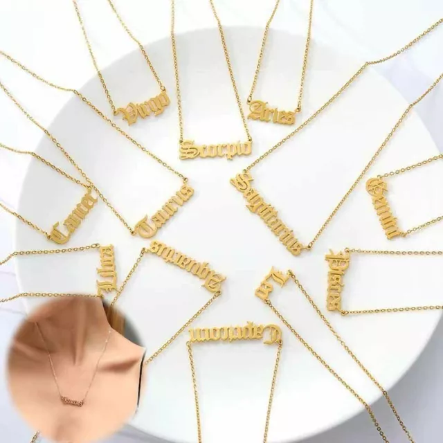 Necklace Chain 12 Constellation Star Sign Horoscope Pendant Zodiac Charm Elegant