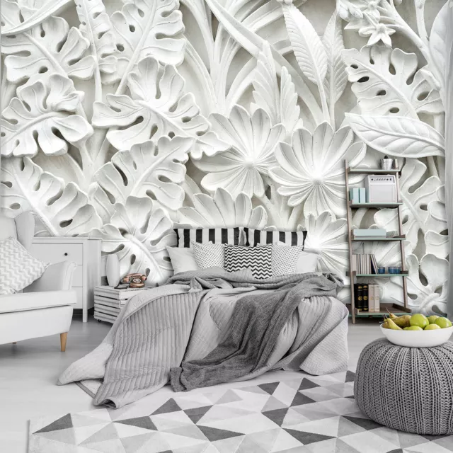 Papier Paint Intissé Panoramique Effet 3D Fleurs Modern XXL Chambre Trompe l'oei