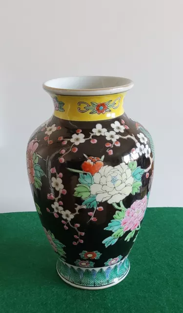Japanische Porzellan Vase Wunderschöne Blumen Muster Handgemalte Mit Boden...