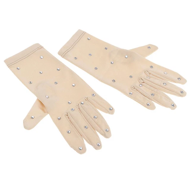 gants élastiques pour filles avec strass pour compétition de patinage