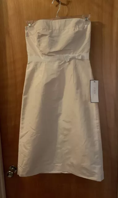 J Crew Ivory Silk Taffeta Cocktail Formal Dress Sz 4 Tall NWT