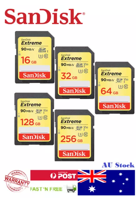 SANDISK EXTREME SDHC/SDXC UHS-I SD MEMORY CARD (16/32/64/128/256GB)& msd reader