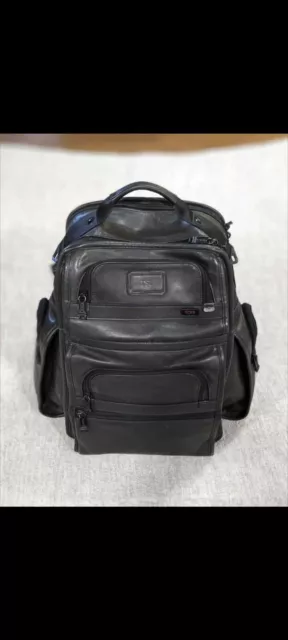 Alpha 3 Tumi Black Genuine Leather Backpack Laptop Bag Gently Used 