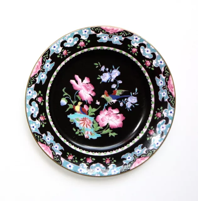 Antique Mintons England for Hardy & Hayes 9” Luncheon Plate, Floral, Bird, Black