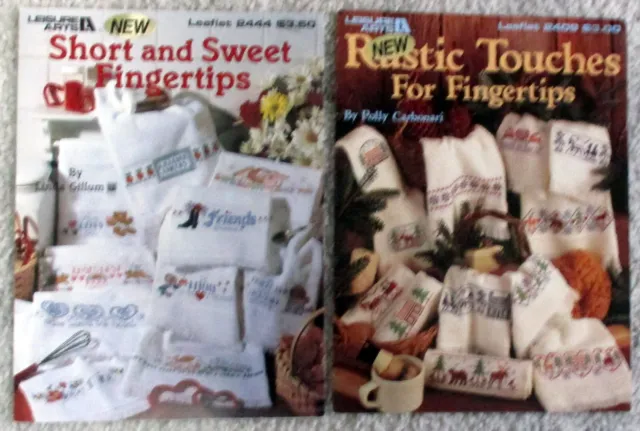 2 Leisure Arts -Cross Stitch Patterns-Rustic Touches/Short and Sweet/Fingertips