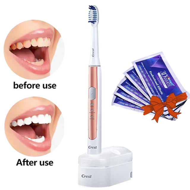 Cepillo de dientes eléctrico Crest Pulsonic delgado 1000 temporizador inteligente recargable con regalos