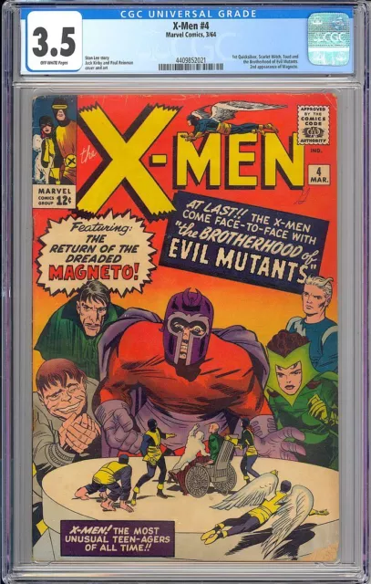 X-Men #4 1st App. Quicksilver Scarlet Witch Silver Age Marvel Comic 1964 CGC 3.5