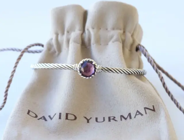 David Yurman Sterling Silver 3mm Chatelaine Bracelet w/ Amethyst