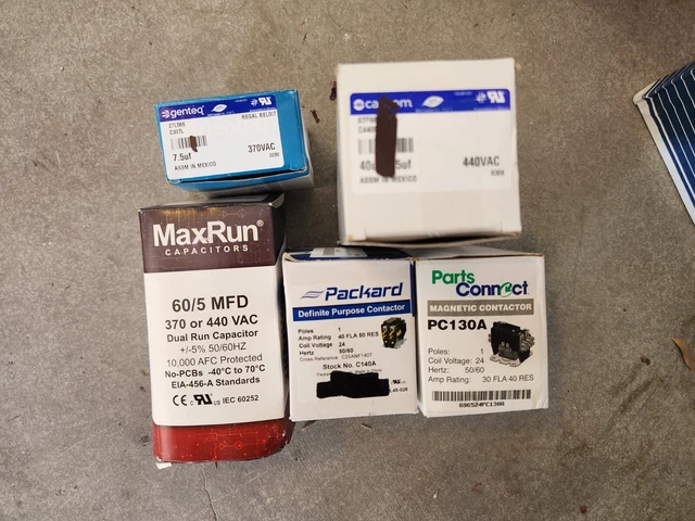 Lot of 5 HVAC capacitors and contactors