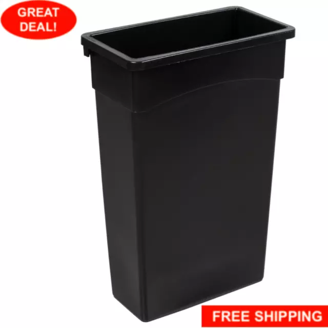 23 Gallon Heavy-Duty Black Wall Hugger Tall Restaurant Kitchen Trash Can Home