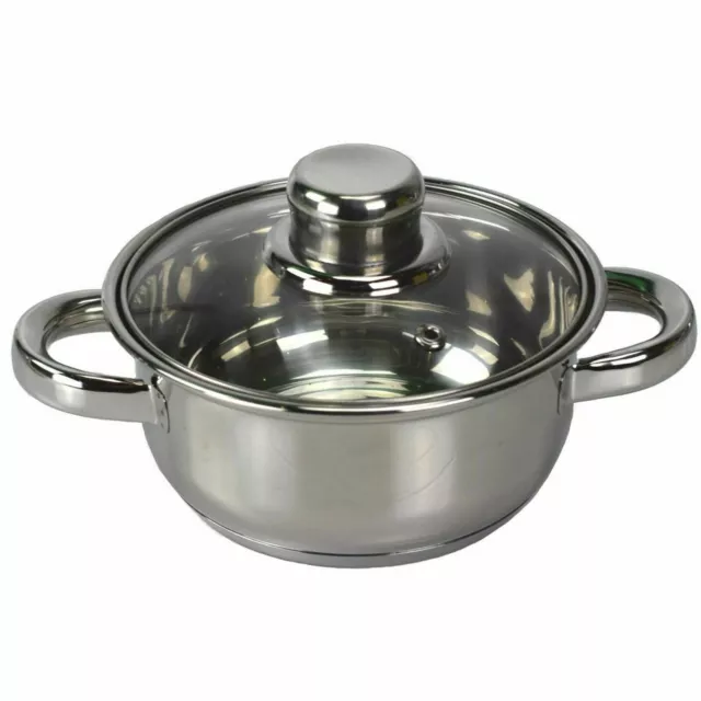 Kochtopf 5,2 Liter 24 cm Edelstahl mit Glas Deckel Topf Kochen Braten Induktion 2