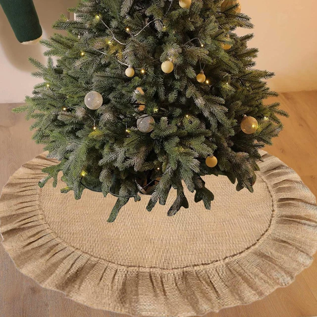 Jupe Sapin Couverture De Sapin De Noël De 122 Cm, Jupe De Sapin De Noël, Blanc, Rouge, Couverture Tapis De Noel Sapin