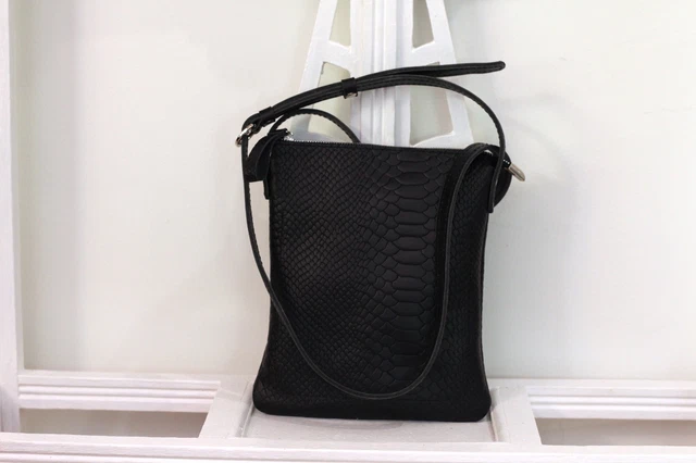 Sac Bandoulière Firenze Artigiani - Cuir Effet Tressé Noir - Luxe, Petit Modèle