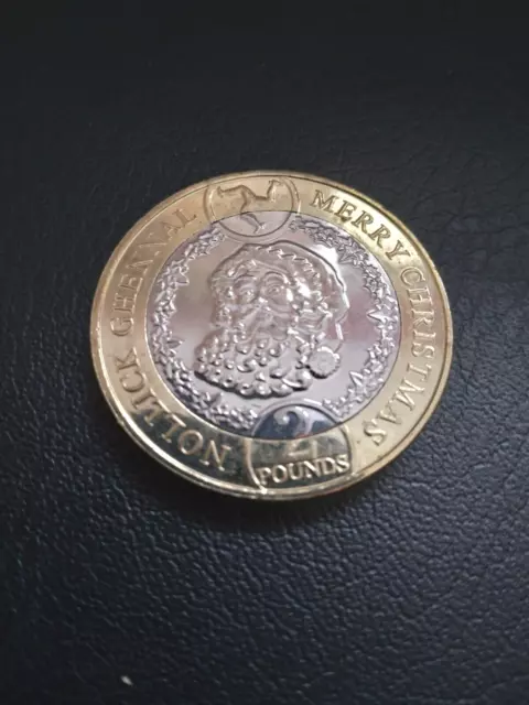 2019 ISLE OF MAN CHRISTMAS FATHER CHRISTMAS NOLLICK GHENNAL TWO 2 POUND COIN unc