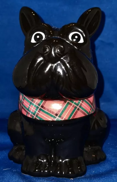 Black Westie Scotty Scottish Terrier Dog Biscuit Cookie Jar Ceramic Tartan 2