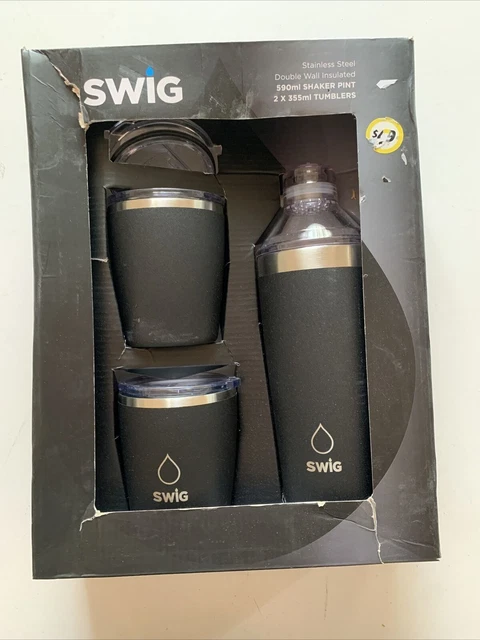 Swig Stainless Steel Double Insulated 590ml Shaker Pint 2x 355ml Tumblers NEW