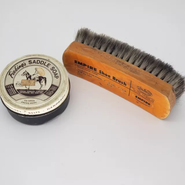 Vintage Fiebing's Saddle Soap and Empire Real Horse Hair Shoe Brush