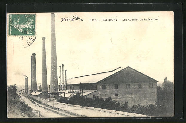 CPA Guérigny, Les Acierie de la Navy 1912