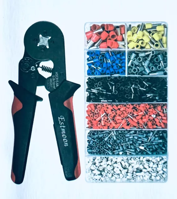 1800pcs Cable Wire Electrical Terminals Ferrule Crimper Plier Crimping Tool Kit