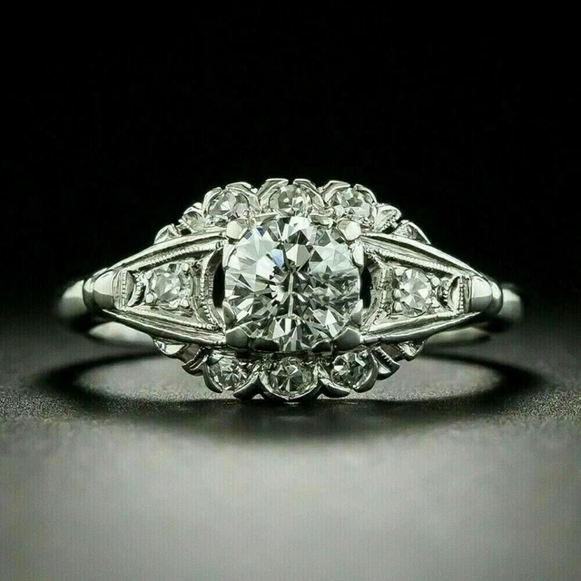2.43 Carat Old European Cut Lab-Created Diamond Victorian Vintage Art Deco Rings