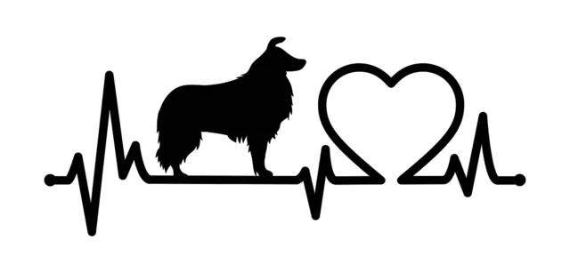 Autoaufkleber / Sticker /  Innen und Außen Herzschlag Hund Border Collie 02