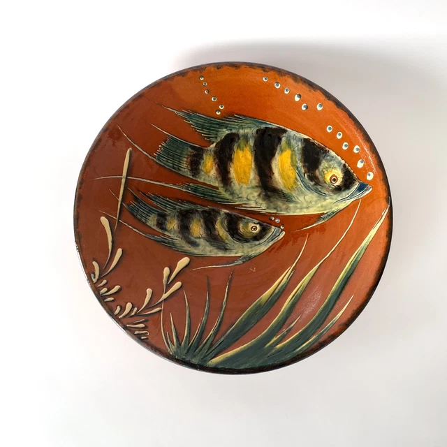 Grand Plat à Poisson En Faience De R. DELARUE, Desvres Ou Un Poisson Qui Flotte Decor Fau Item 12446891