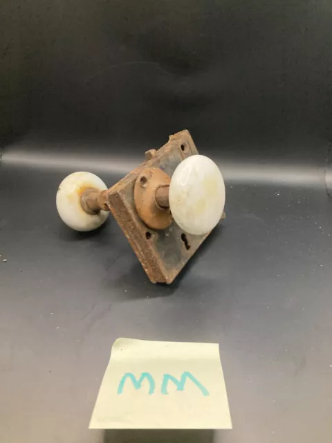 Antique Door Lock with White Porcelain Door Knobs vintage milk white door knobs