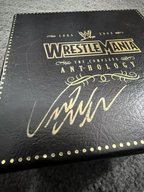 WWE WWF Wrestling Vince McMahon FIRMADO WRESTLEMANIA ANTOLOGÍA DVD Caja SOLAMENTE
