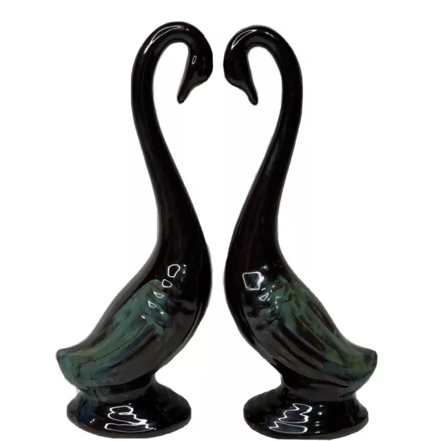 MCM Vintage Love Birds Swan Heron Egret Crane Pottery Glazed Figures Decorative