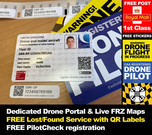 FLYER ID CARD Drone ID Card + 5 Operator ID Stickers + 6 Flight