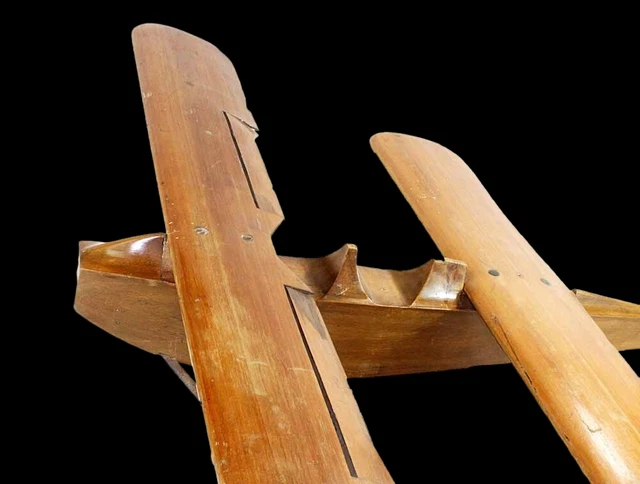 Ancien Avion Jouet En Bois – France – Art Déco 1940 – Véhicule De Guerre