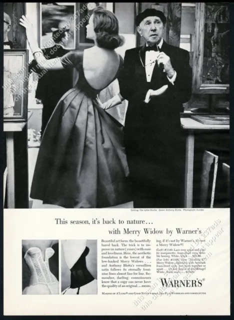 1957 Richard Avedon photo Warner's lingerie Merry Widow vintage print ad