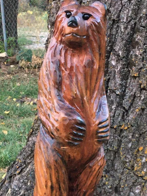 Bear Cub Totem Chainsaw Carving Sculpture Statue Art Decor Totem Pole Ozark Woo