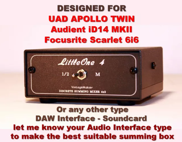 4 Kanal Mini Studio Summing MixerUAD Apollo Focusrite Audient Motu