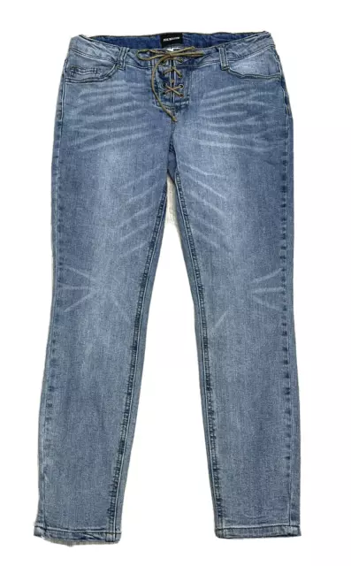 Joe Boxer Women's Skinny Jeans Ankle Med Wash Low Rise Laced Fly 28x26 Sz 9