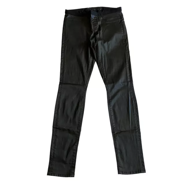 Helmut Lang Pants Womens 27 Faux Leather Wax Coated Skinny Stretch Pull On Black