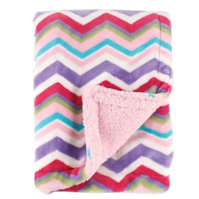 Hudson Baby Infant Girl Plush Blanket with Sherpa Back, Pink, One Size