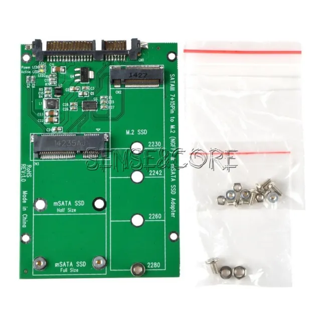 mSATA SSD to SATA M.2 B / B+M KEY NGFF & 2.5" III Board Adapter Converter Card