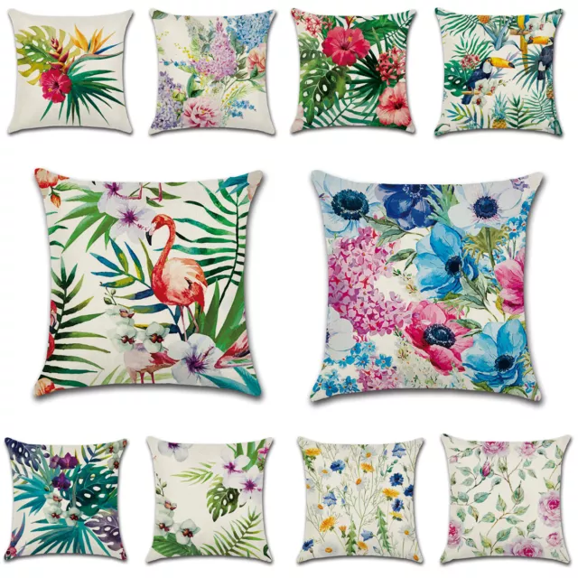 Cushion Cover Tropical Plant Throw Pillow Case Flower Leaves Home Sofa Bed Decor