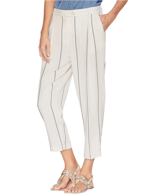 Vince Camuto Womens Pleated Casual Trouser Pants, White, 14